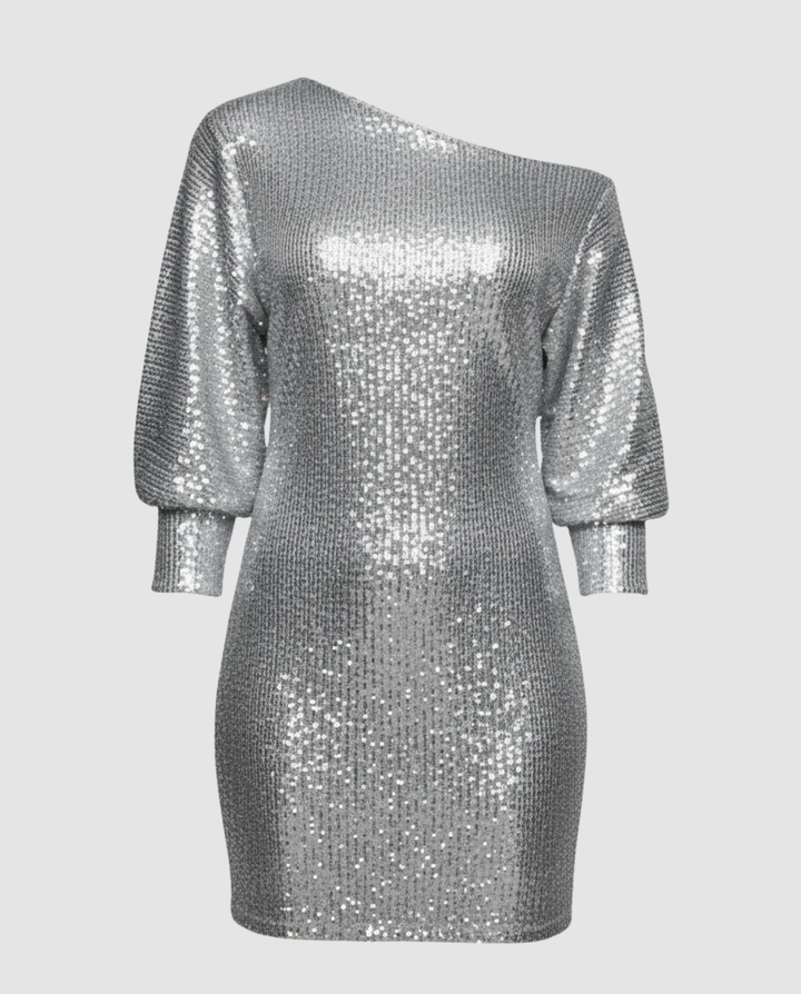 Sequined One Shoulder Mini Dress