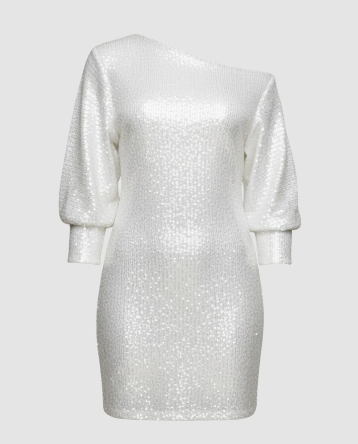 Sequined One Shoulder Mini Dress
