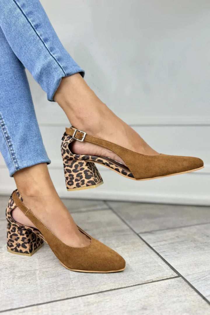SLINGBACK PUMP WITH LEOPARD HEEL