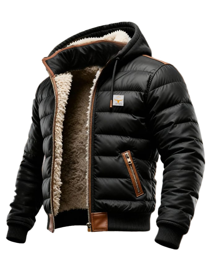 Veste matelassée à capuche pour homme à finitions contrastantes