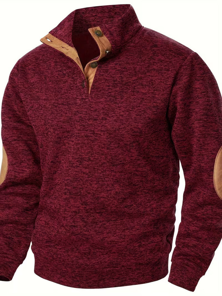 Sweatshirt met hoge kraag en knoopsluiting bij de hals