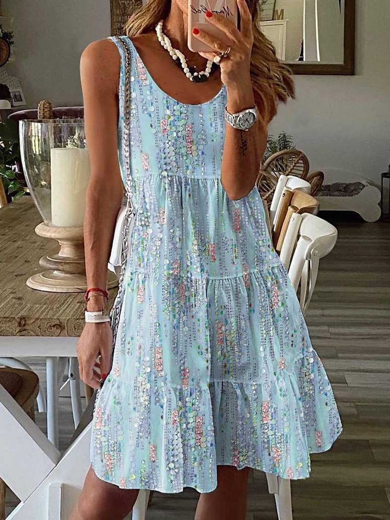 EB Loose Tank Dress With Ruffle Hem