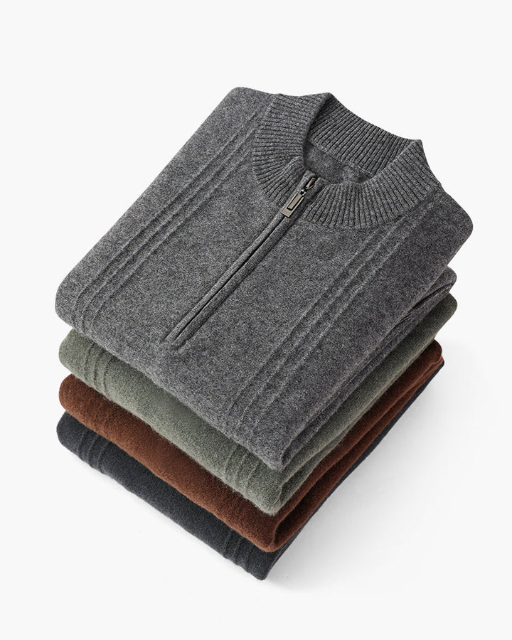 Kaschmirpullover mit halbem Reißverschluss | Premium-Komfort