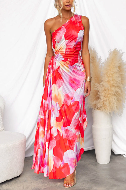 Yanira | Vestido plissado de um ombro