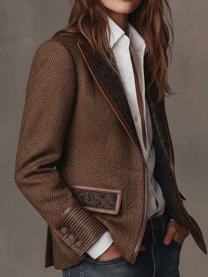 Caroline | Blazer texturé à revers contrastants