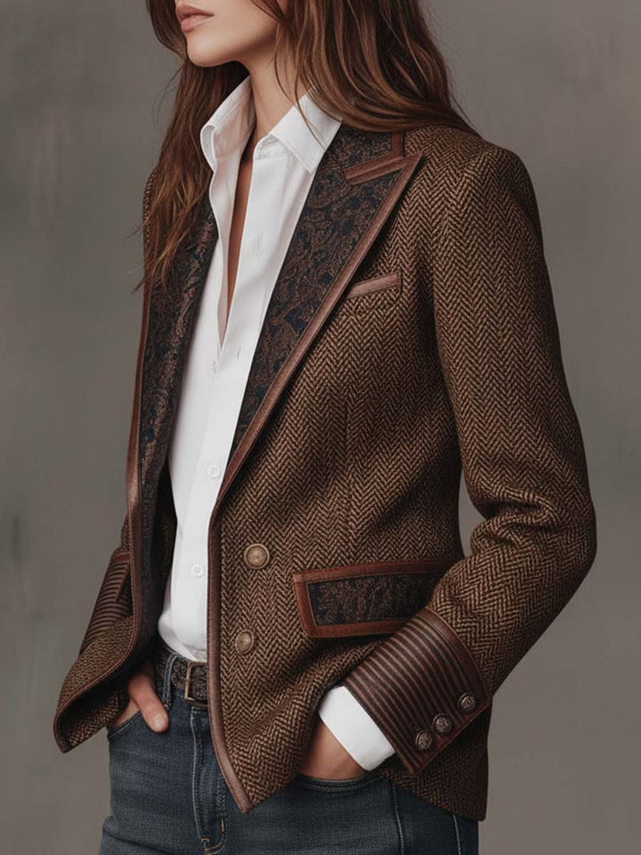 Caroline | Blazer texturé à revers contrastants