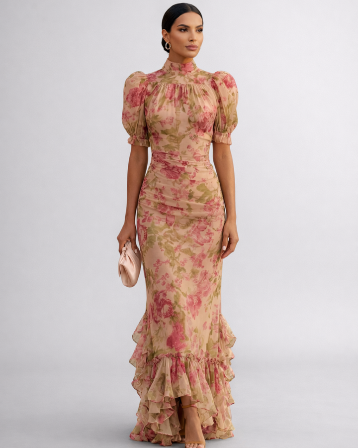 Rosario | Vestido comprido floral de chiffon