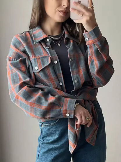 LEANDRA™|CAMICIA A QUADRI OVERSIZE VINTAGE