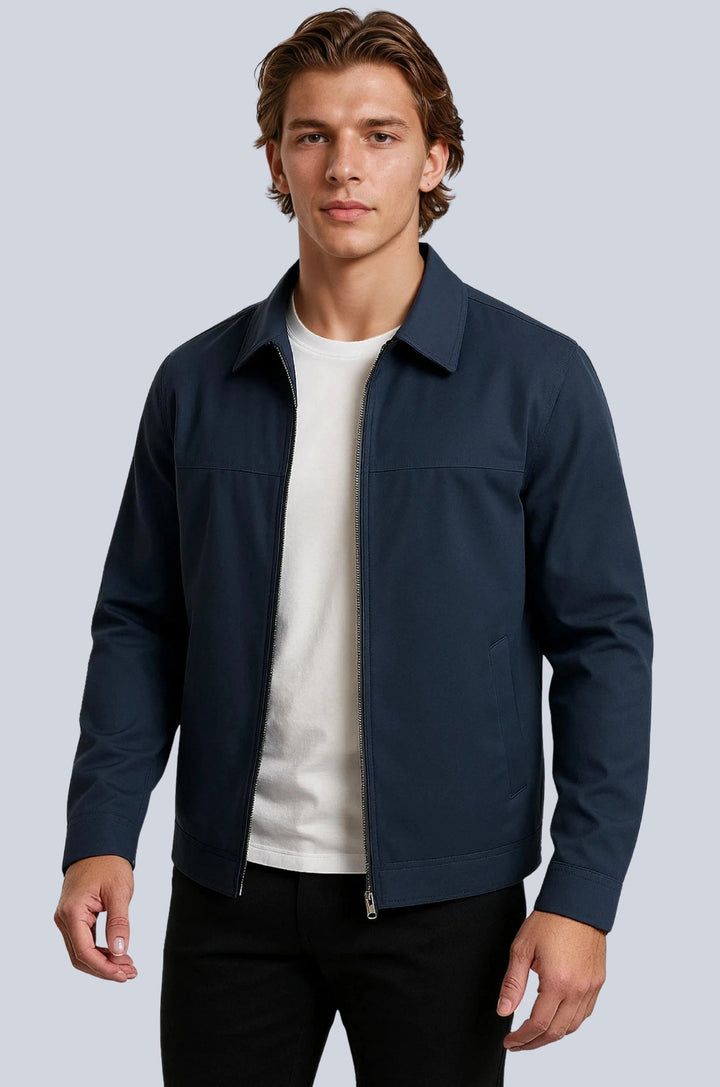 Casaco Azul-Marinho de Homem com Fecho | Corte Regular Casual para o Dia a Dia