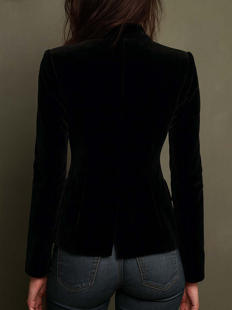 Emma | Blazer effet velours à bordure florale