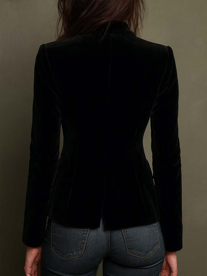 Emma | Blazer effet velours à bordure florale