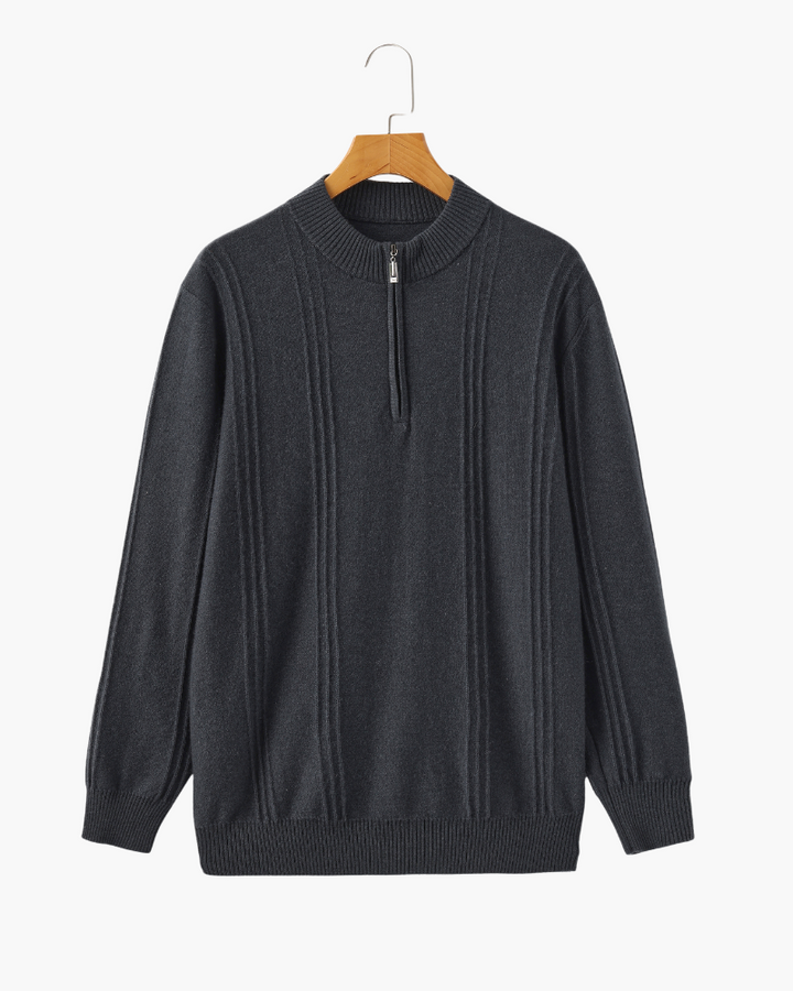 Kaschmirpullover mit halbem Reißverschluss | Premium-Komfort