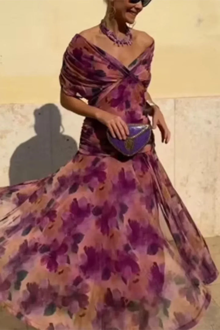Elegante abito lungo da sera con scollo a V
