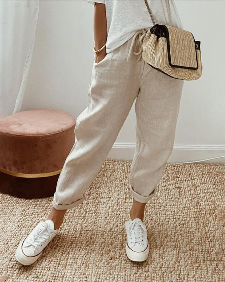 Pantaloni in lino casual ed eleganti, traspiranti