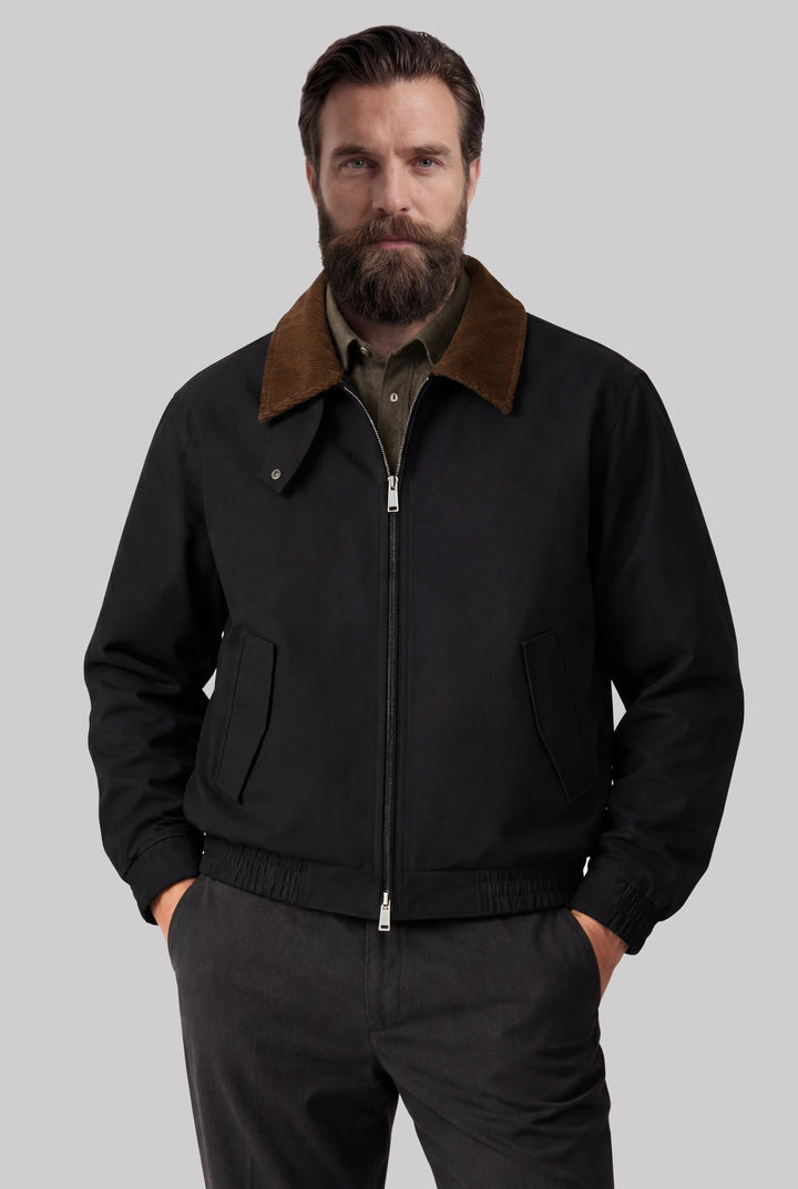 Giacca utility corta nera da uomo | Colletto in velluto e stile casual