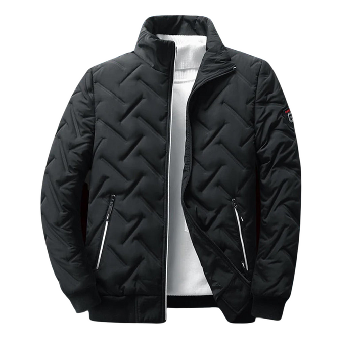 Chaqueta de hombre acolchada en chevrón con cuello alto