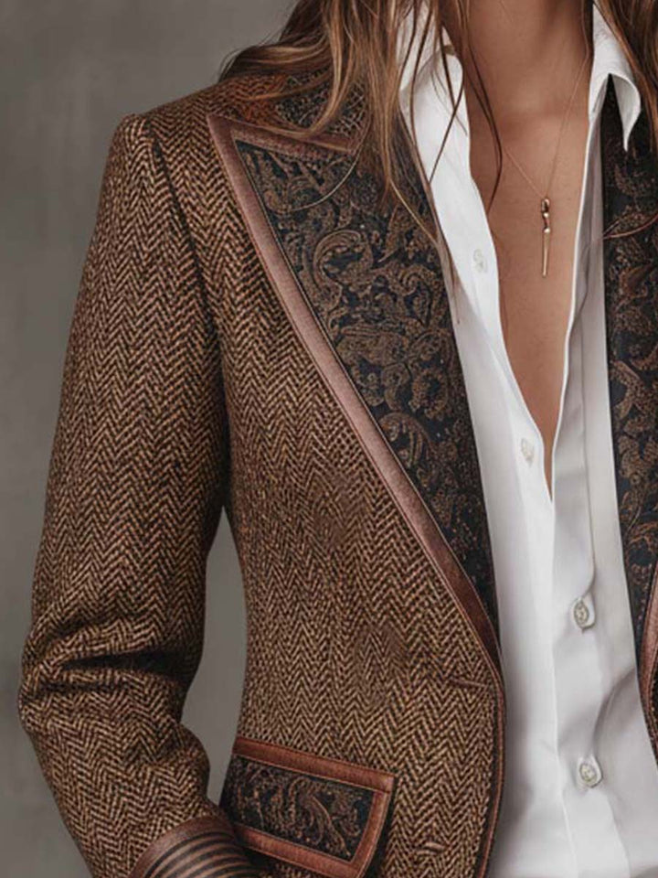 Caroline | Blazer texturé à revers contrastants