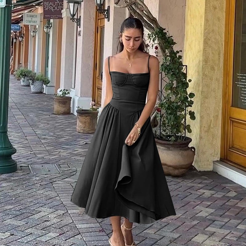 Corset Midi Dress With Sweetheart Neckline