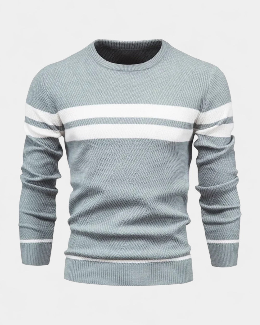 Camisola às riscas de gola redonda para homem | Mistura de viscose e algodão e corte justo