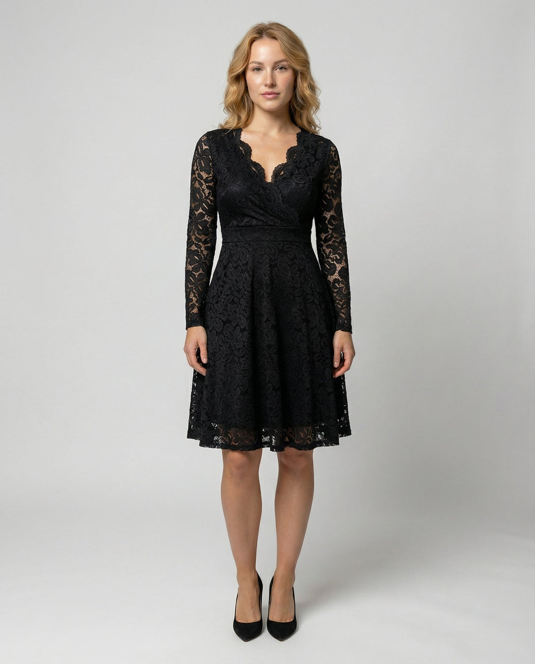 Long Sleeve Lace V-Neck Dress