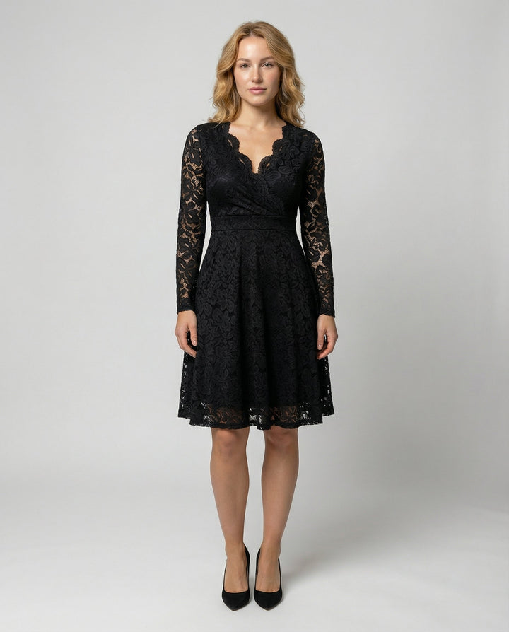 Long Sleeve Lace V-Neck Dress