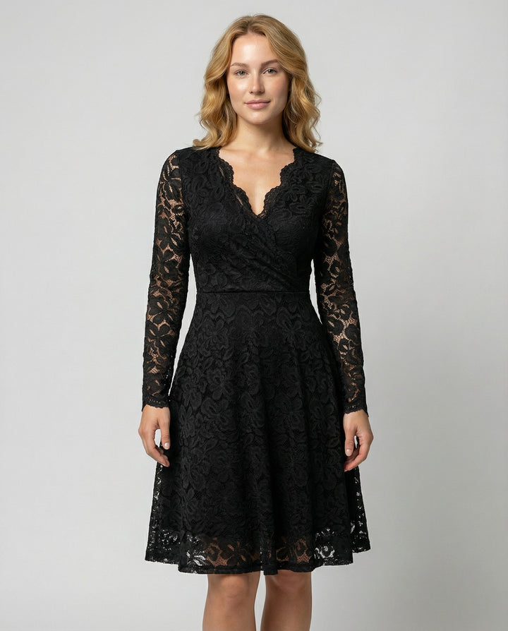 Long Sleeve Lace V-Neck Dress