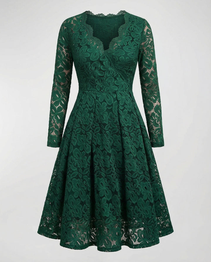 Long Sleeve Lace V-Neck Dress