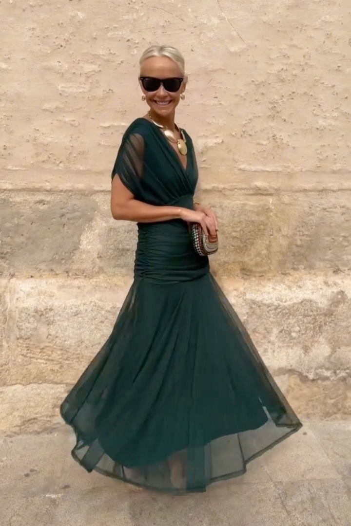 Louise | Elegante vestido largo de fiesta con cuello en V