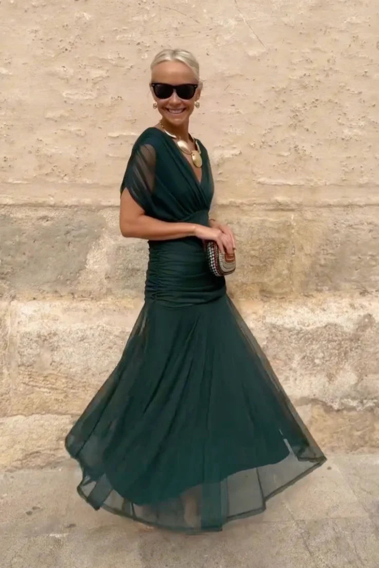 ALMA - VESTIDO LARGO CON CUELLO EN V