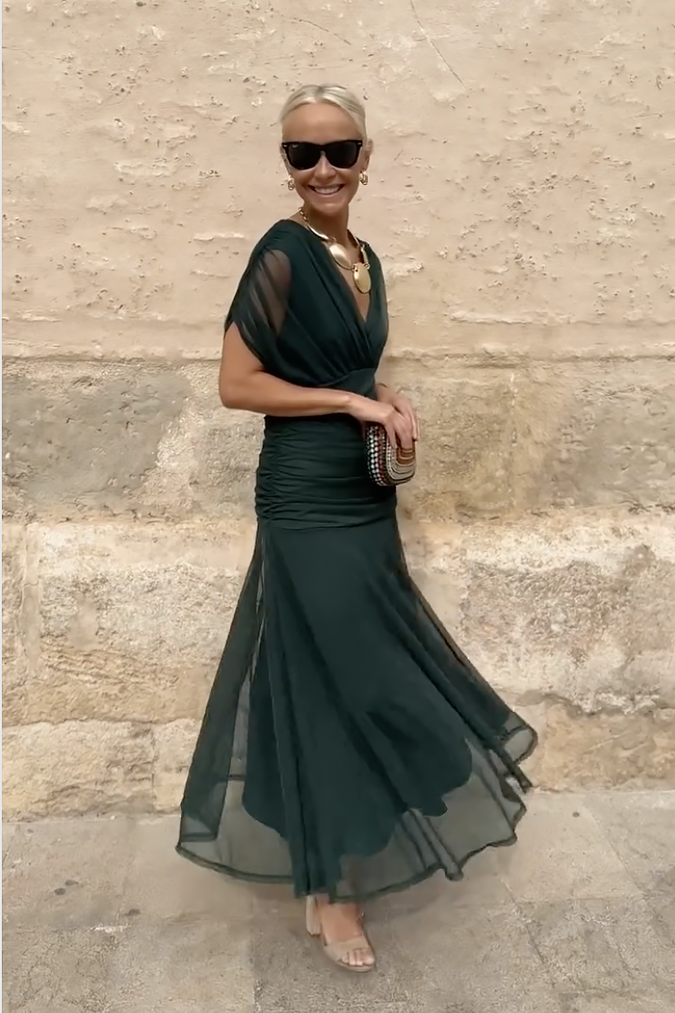 Louise | Elegante vestido largo de fiesta con cuello en V