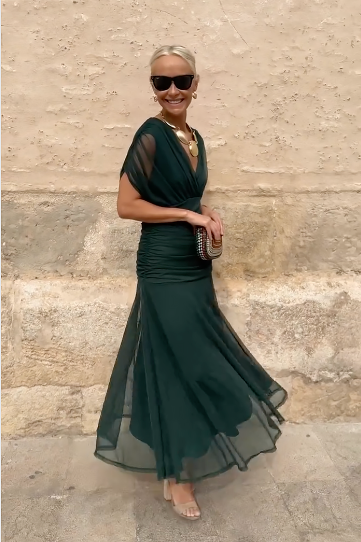 Louise | Elegante vestido largo de fiesta con cuello en V