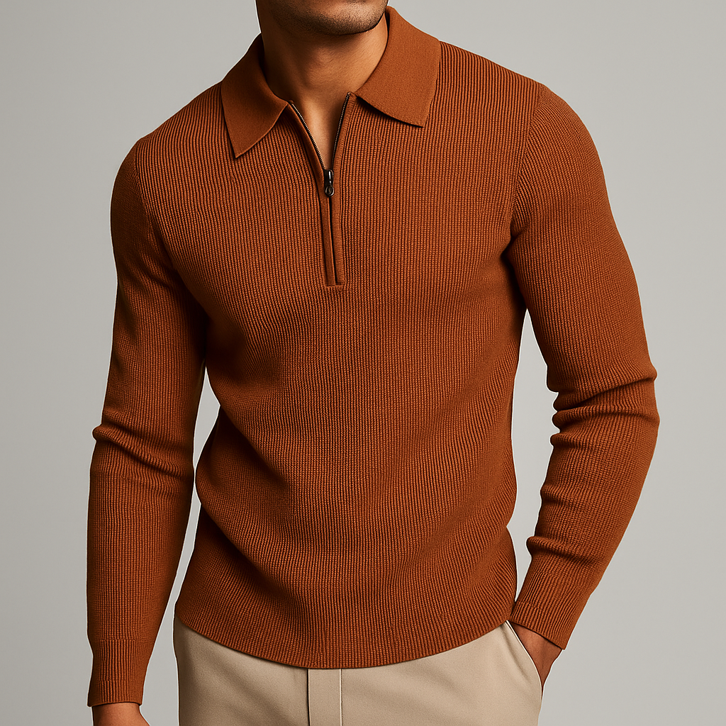 Sweat-shirt en maille gaufrée avec zip | Confort et style