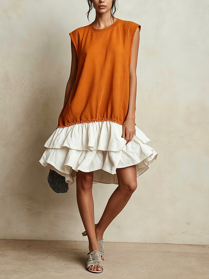 Ilaria | Vestido informal con bloques de color, corte amplio, para vacaciones