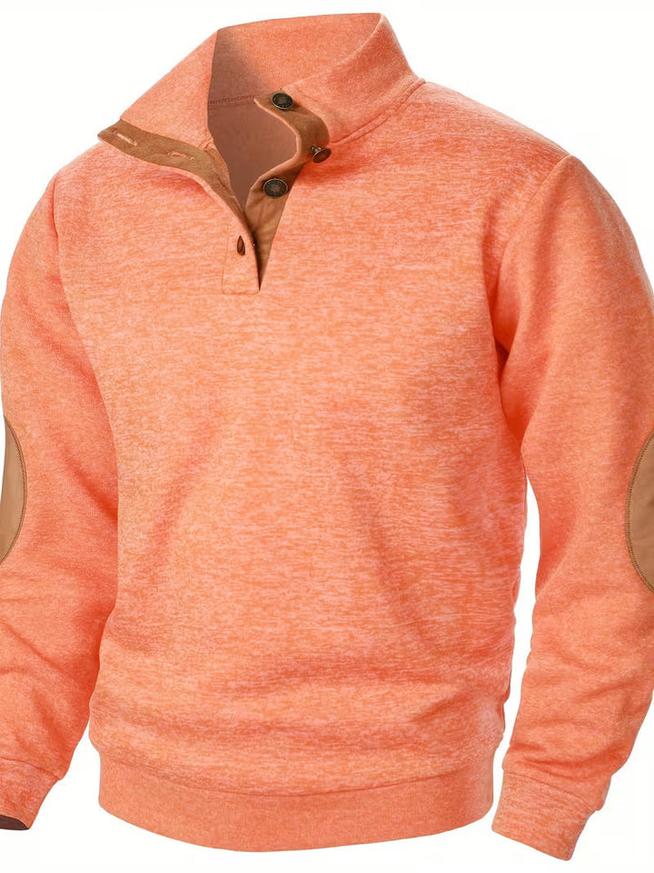 Sweatshirt met hoge kraag en knoopsluiting bij de hals