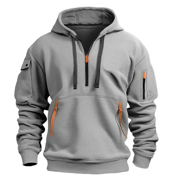Sweat à capuche utilitaire homme à demi-fermeture éclair