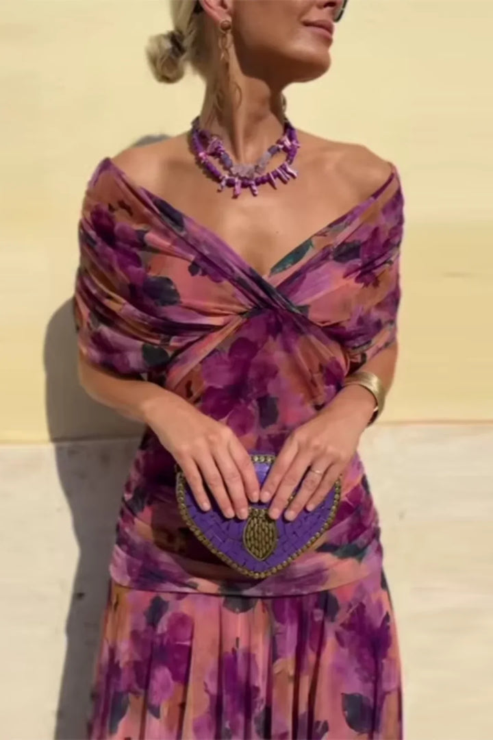 Elegante abito lungo da sera con scollo a V