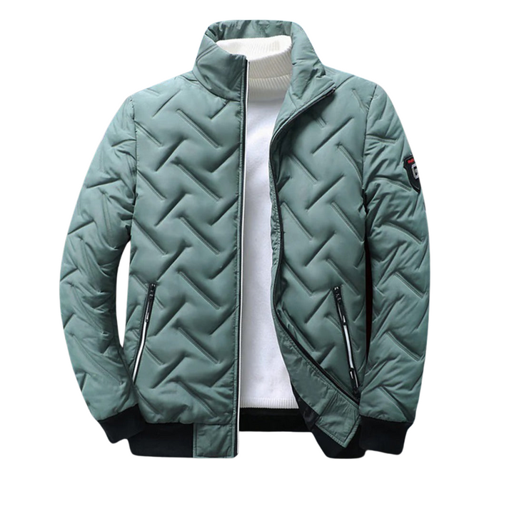 Chaqueta de hombre acolchada en chevrón con cuello alto