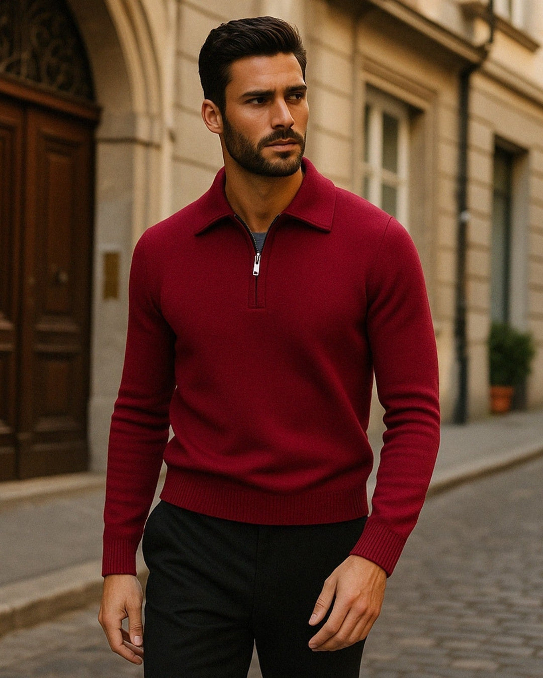 Jersey de cachemira con cremallera para hombre | Refinamiento y calidez discreta para looks formales y casuales