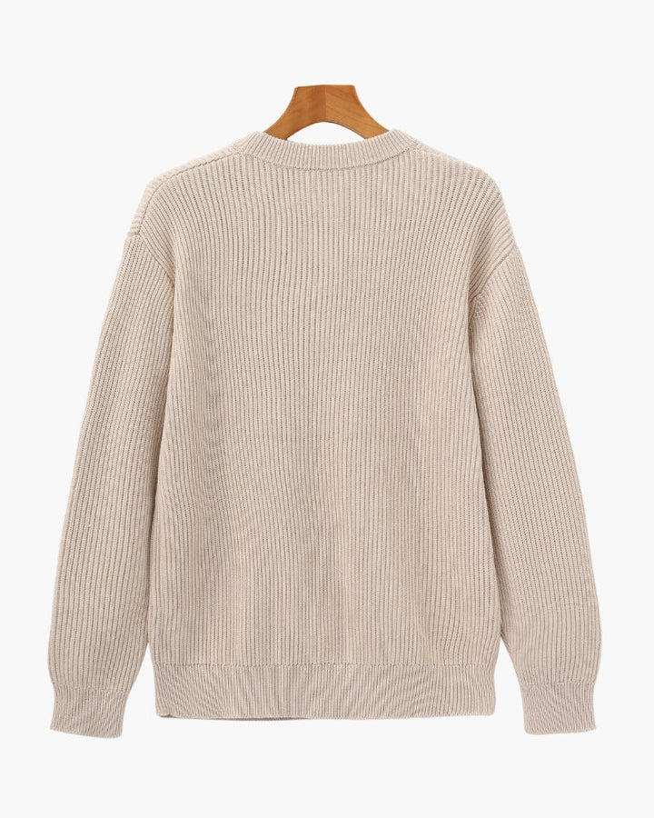 Jersey de algodón a rayas | Cuello redondo