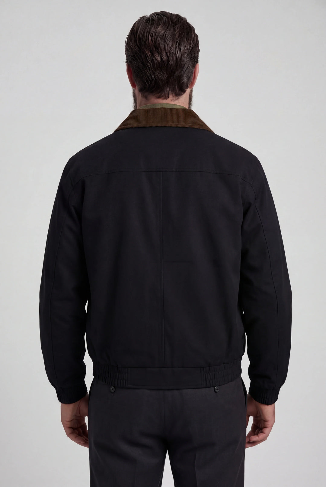 Giacca utility corta nera da uomo | Colletto in velluto e stile casual