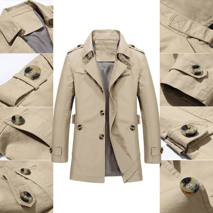 Herren-Trenchcoat mit zweireihiger Knopfleiste und Reißverschluss