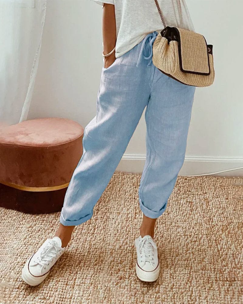 Pantaloni in lino casual ed eleganti, traspiranti