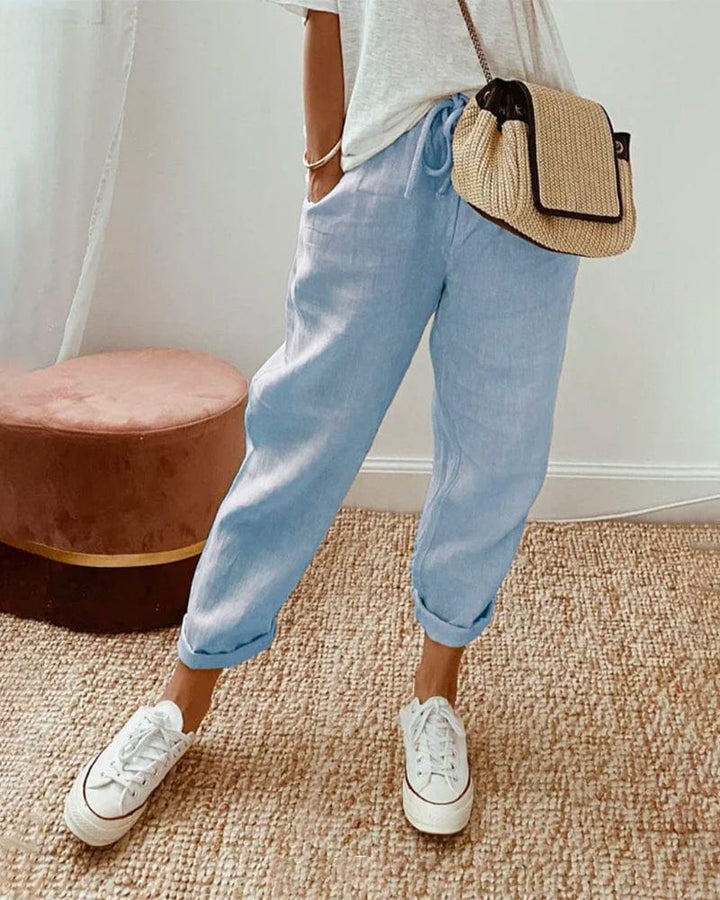 Pantaloni in lino casual ed eleganti, traspiranti