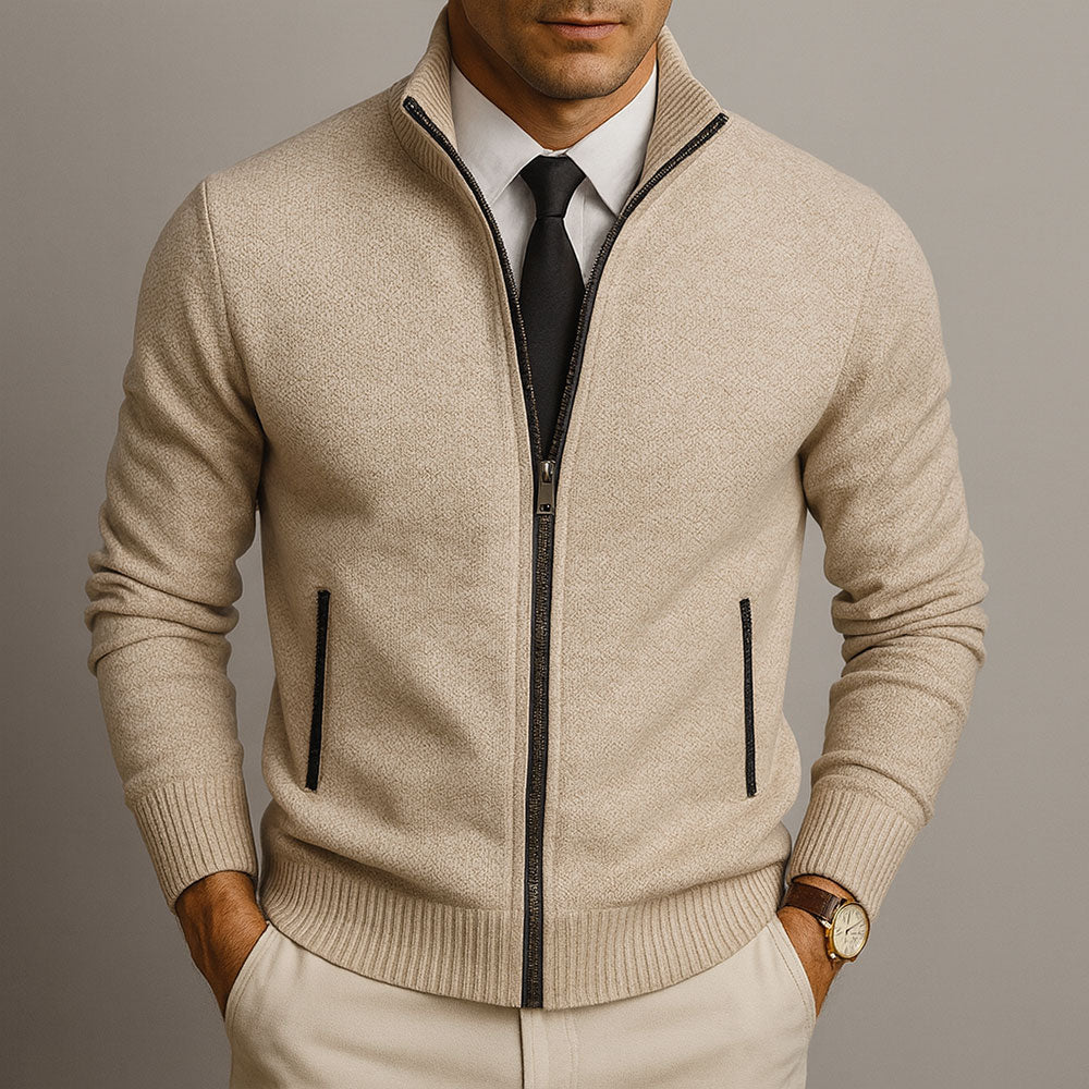 Jake – Cardigan con cerniera in lana merino