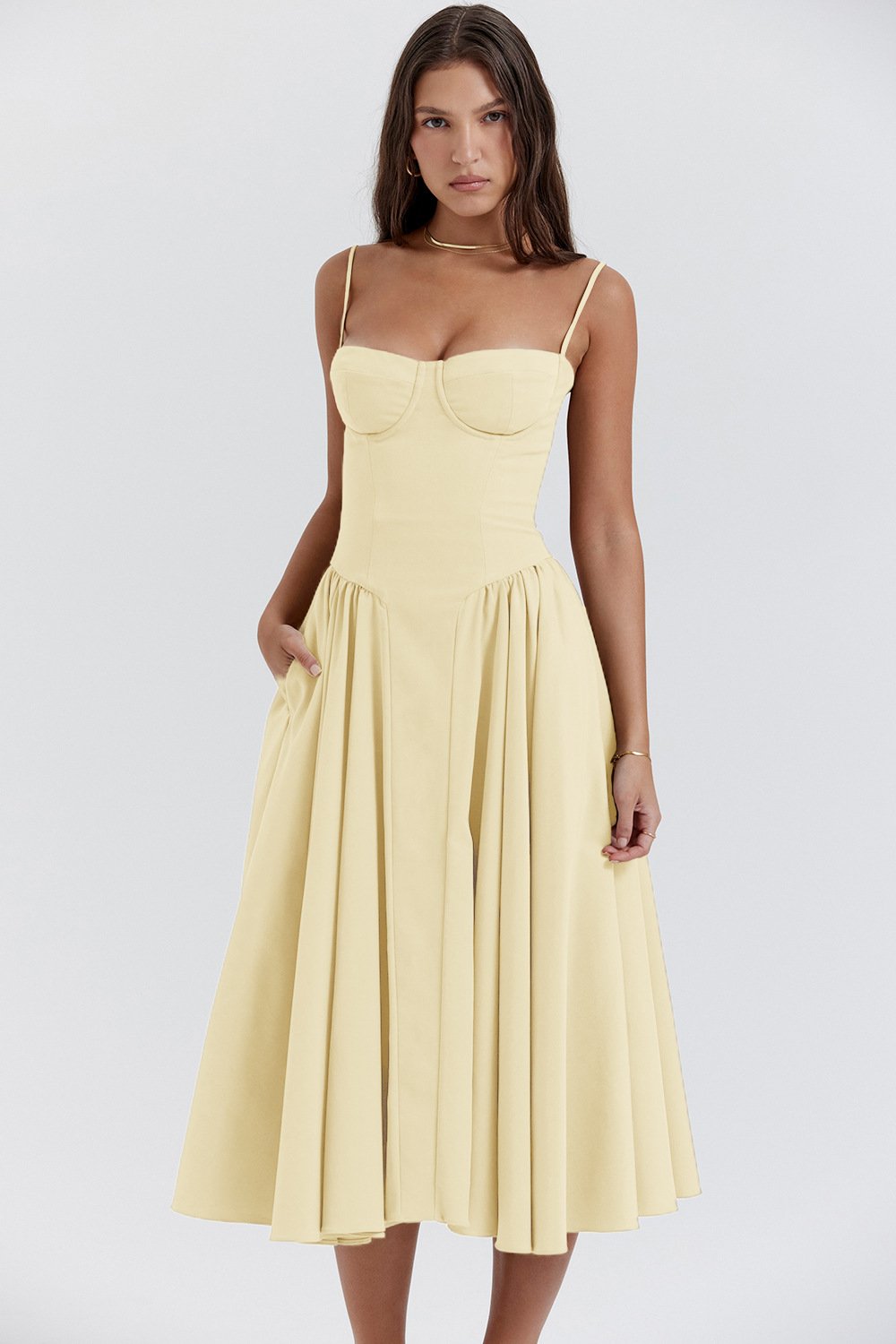 Corset Midi Dress With Sweetheart Neckline