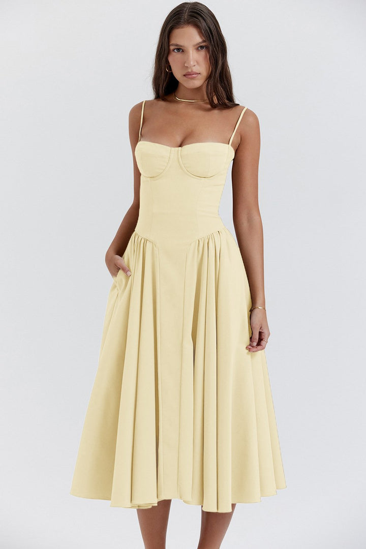 Corset Midi Dress With Sweetheart Neckline