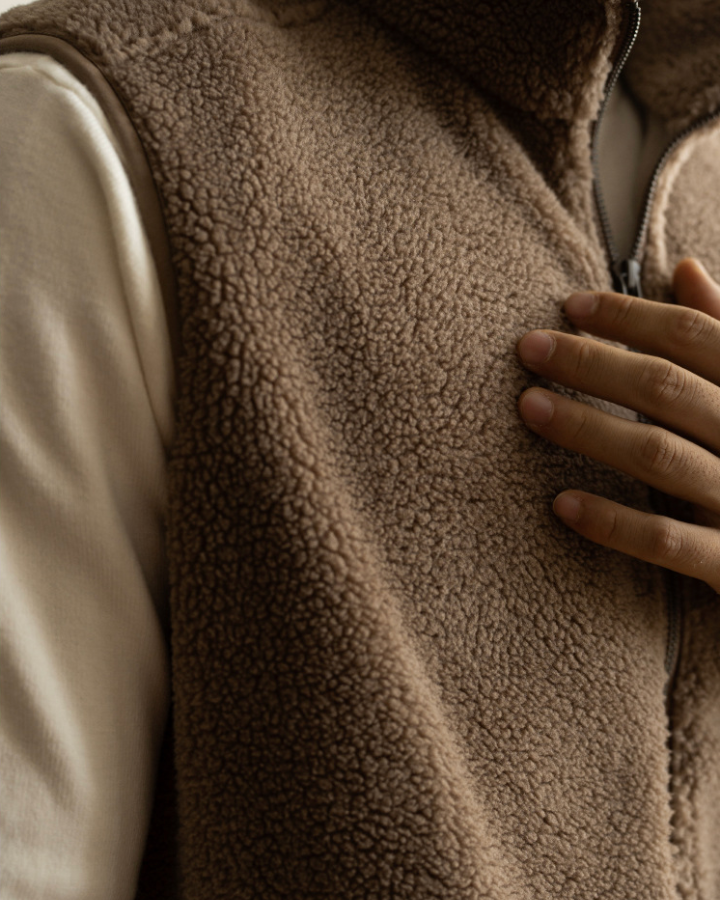 Ανδρικό γιλέκο από sherpa fleece με φερμουάρ | Απαλή ζεστασιά και ευέλικτο στυλ για τις ενδιάμεσες εποχές