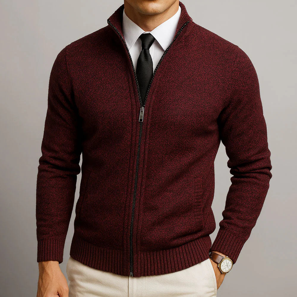 Jake – Cardigan con cerniera in lana merino