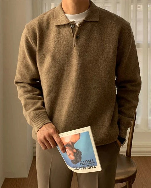Maglione polo da uomo in maglia morbida | Colletto classico e comfort quotidiano