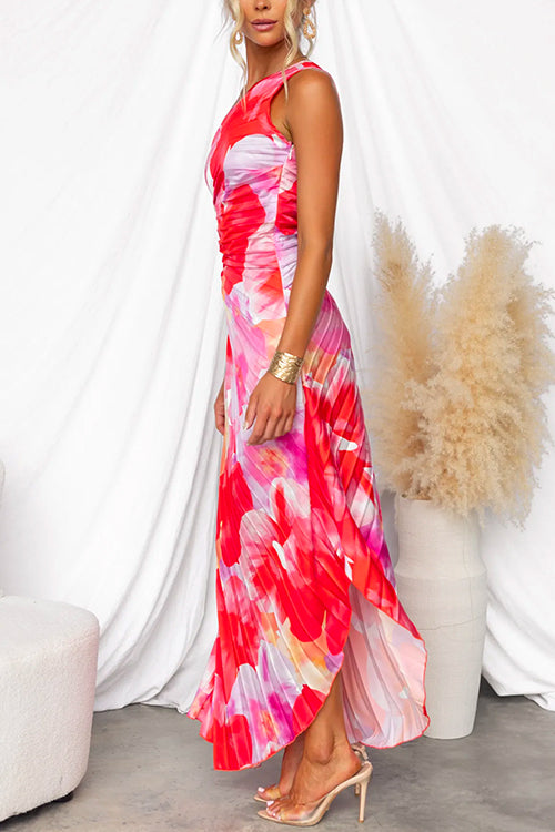 Yanira | Vestido plissado de um ombro